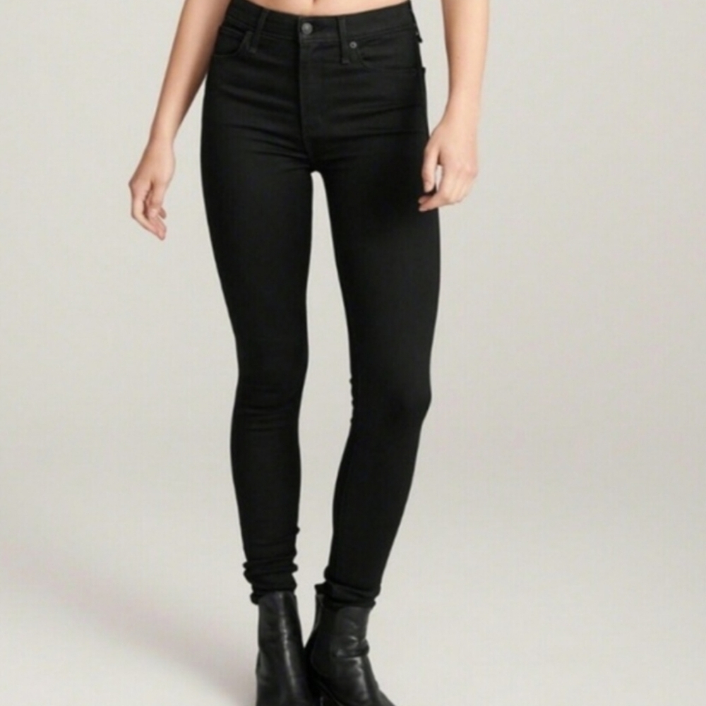 Abercrombie & Fitch Black Sateen Ultra Skinny High-Rise Jeans size 12R